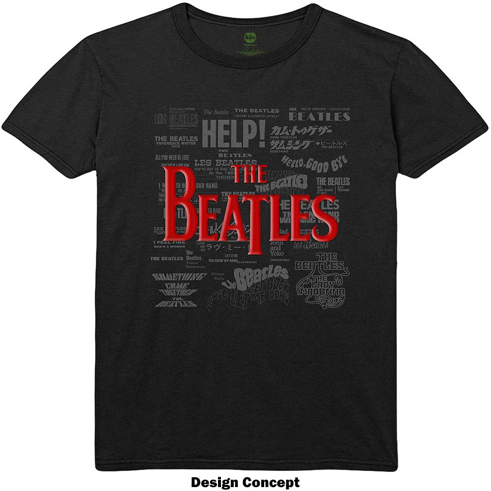 The Beatles Unisex T-Shirt: Titles & Logos (Black) (Embellished)