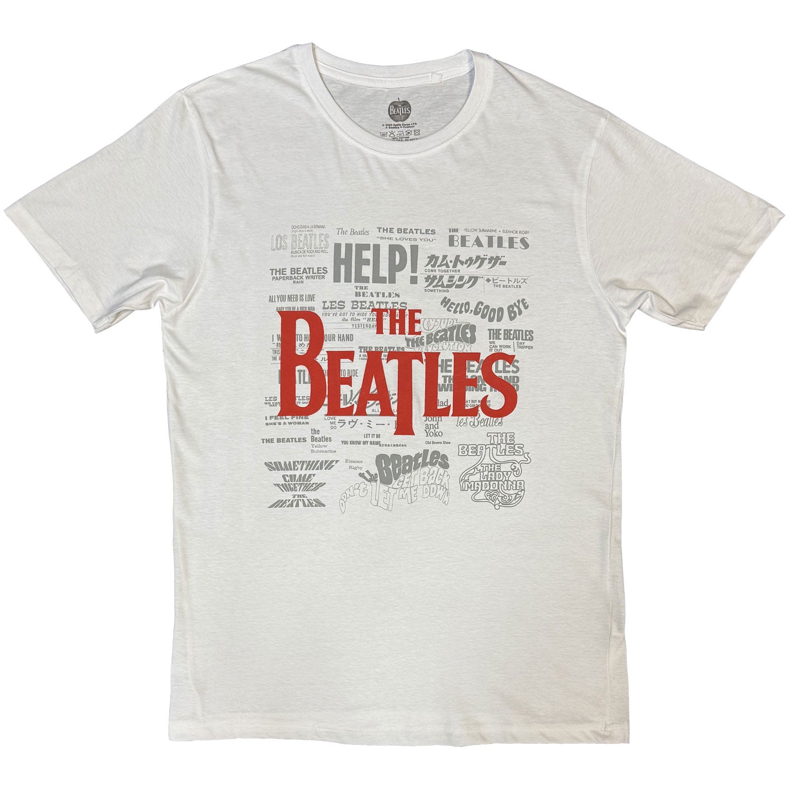 The Beatles Unisex T-Shirt: Titles & Logos (White) (Embellished)