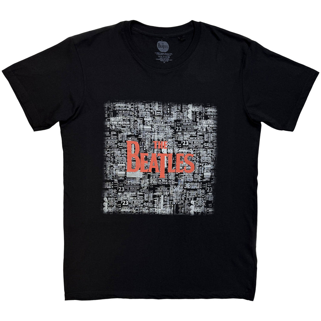 The Beatles Unisex T-Shirt: Tickets & Logo (Black) (Embellished)