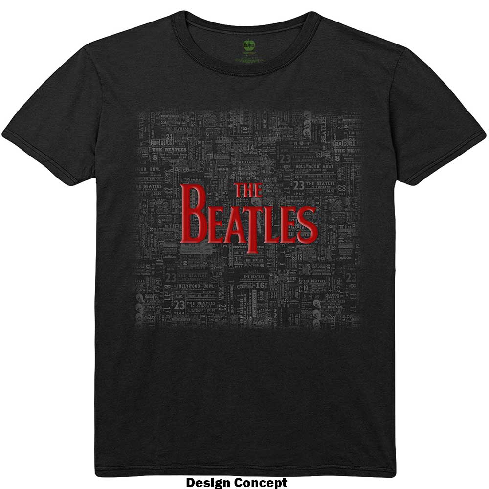 The Beatles Unisex T-Shirt: Tickets & Logo (Black) (Embellished)