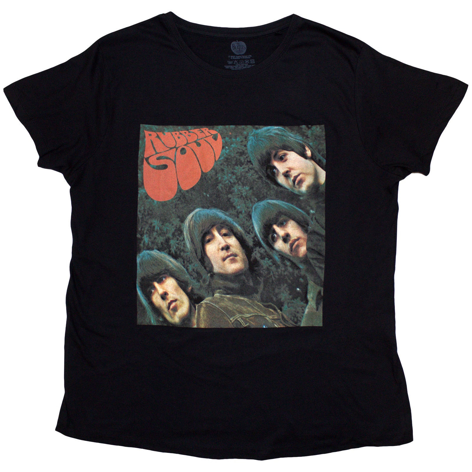 The Beatles Ladies T-Shirt: Rubber Soul Album Cover (Black)