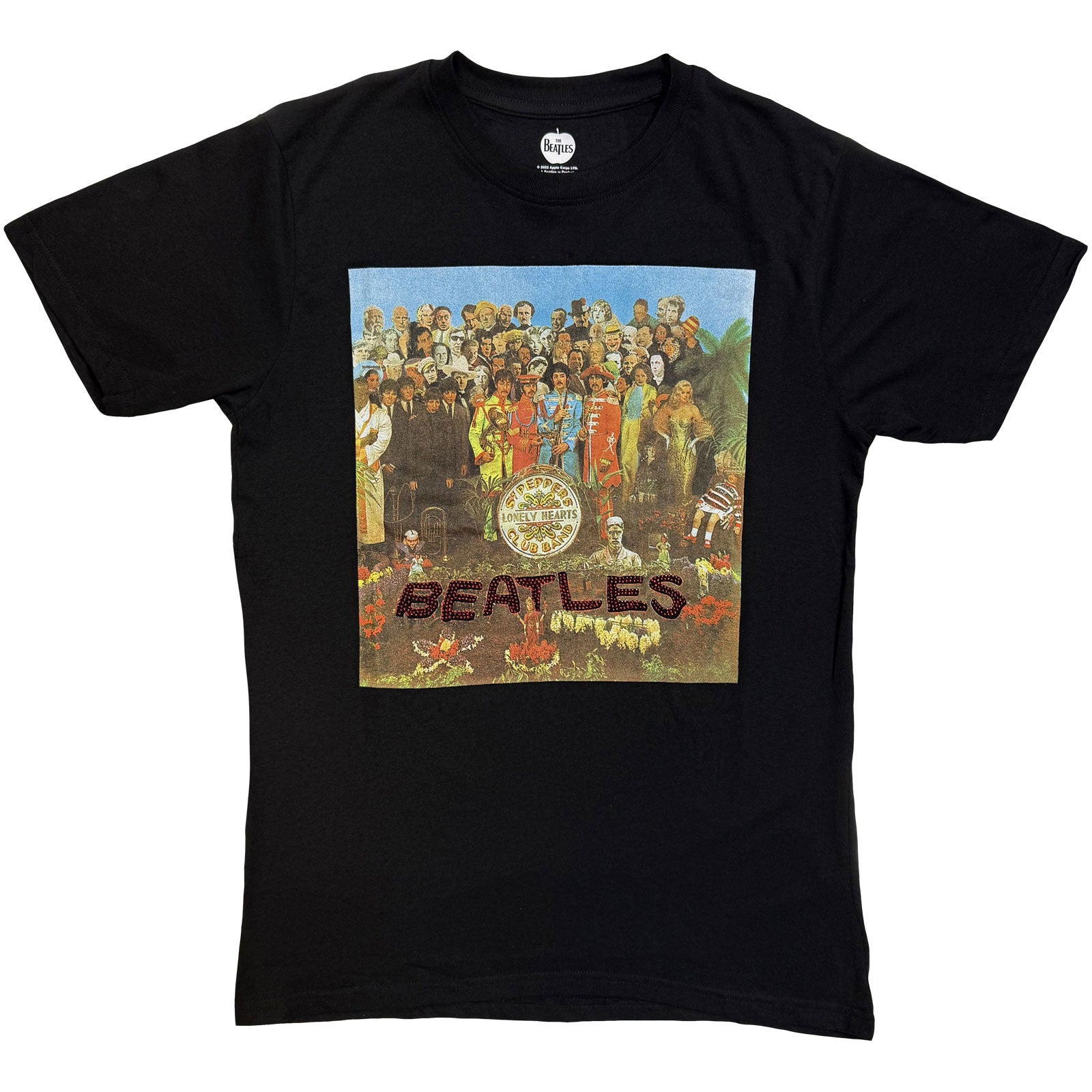 The Beatles Unisex T-Shirt: Sgt Pepper Crystals (Black) (Embellished)