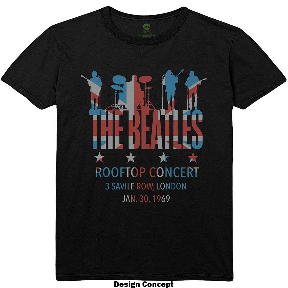 The Beatles Unisex T-Shirt: Rooftop Flag (Black)