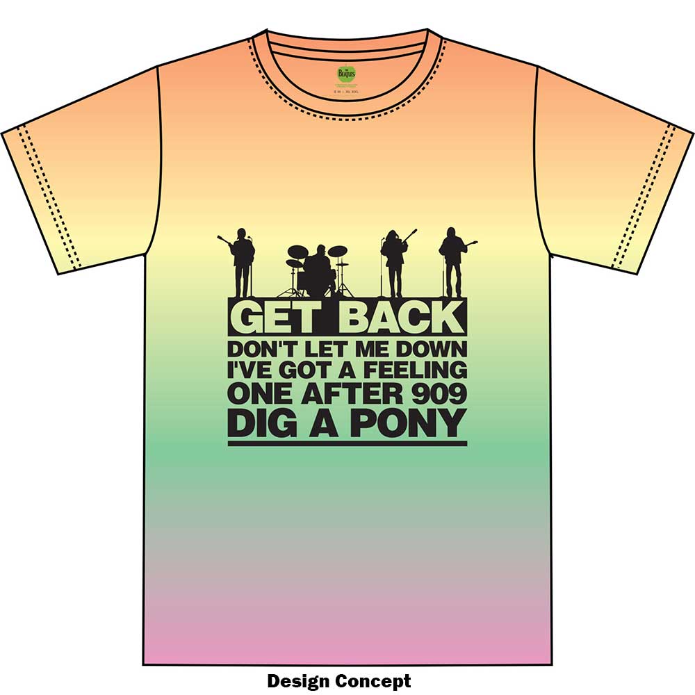 The Beatles Unisex T-Shirt: Get Back Gradient (Multicolour) (Wash Collection)