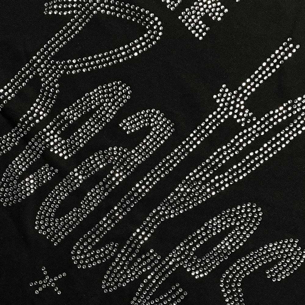 The Beatles Unisex T-Shirt: Retro Logo Crystals (Black) (Embellished)