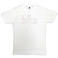 The Beatles Unisex T-Shirt: Drop T Embroidered (White) (Embellished)
