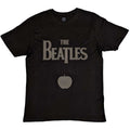 The Beatles Unisex T-Shirt: Drop T Logo & Apple (Black) (Hi-Build)