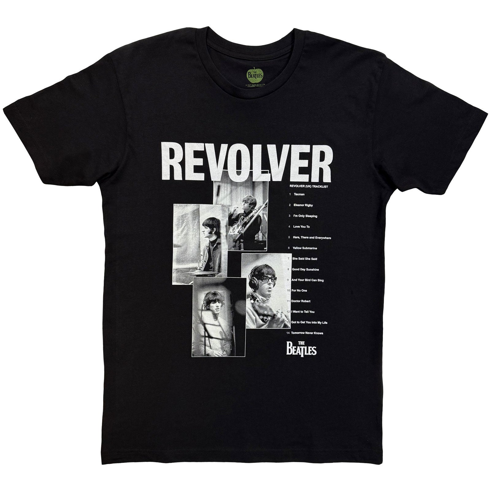The Beatles Unisex T-Shirt: Revolver Track List (Black)