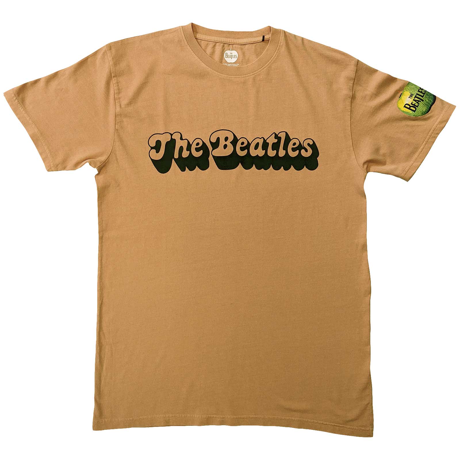 The Beatles Unisex T-Shirt: 70s Logo (Sand) (Sleeve Print)