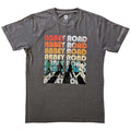The Beatles Unisex T-Shirt: Abbey Stacked (Charcoal Grey) (Sleeve Print)