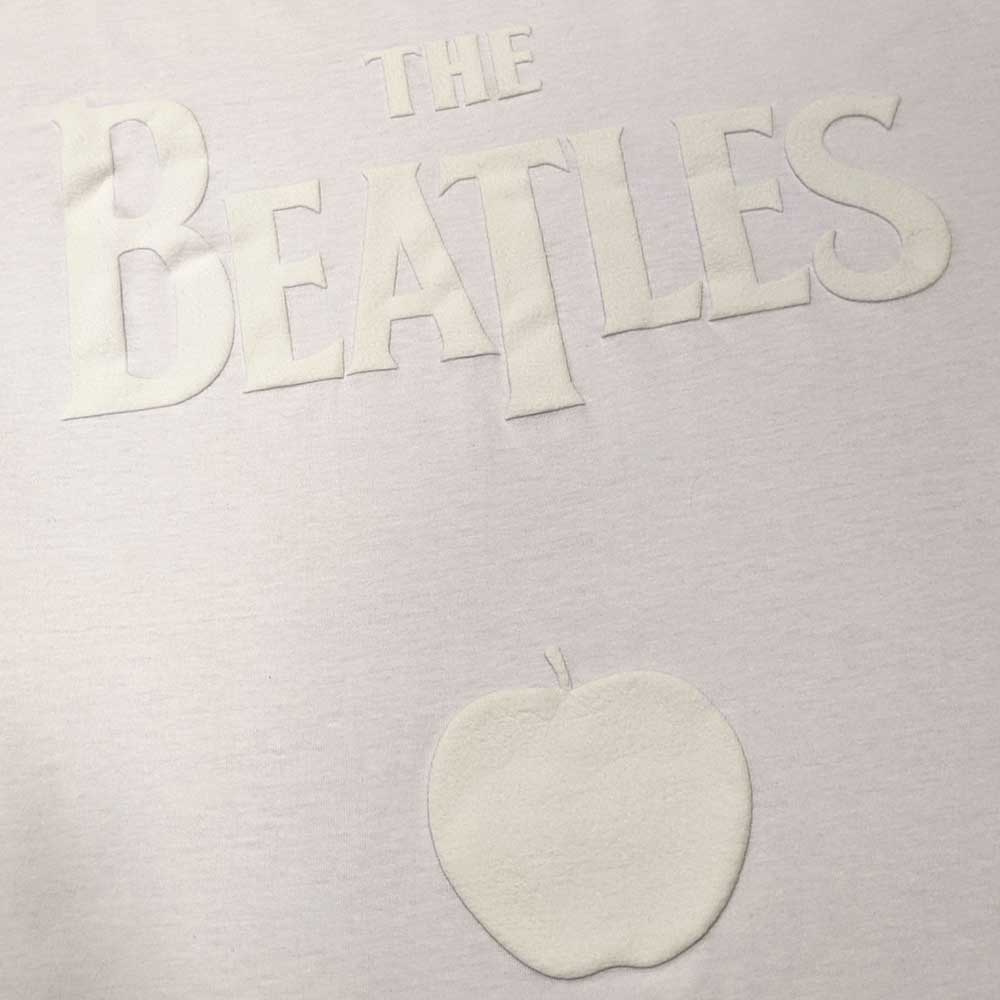 The Beatles Unisex T-Shirt: Drop T Logo & Apple White-on-White (White) (Hi-Build)