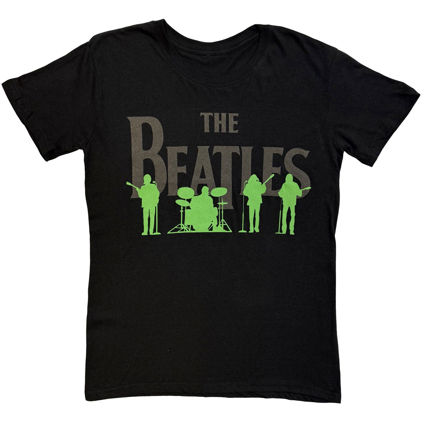 The Beatles Unisex T-Shirt: Saville Row Line Up Green Silhouette (Black)