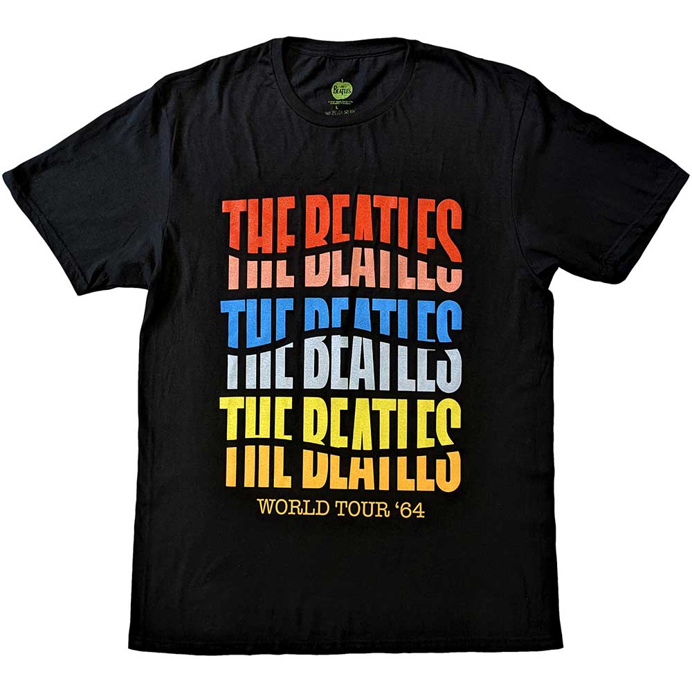 The Beatles Unisex T-Shirt: Colour Wave (Black)