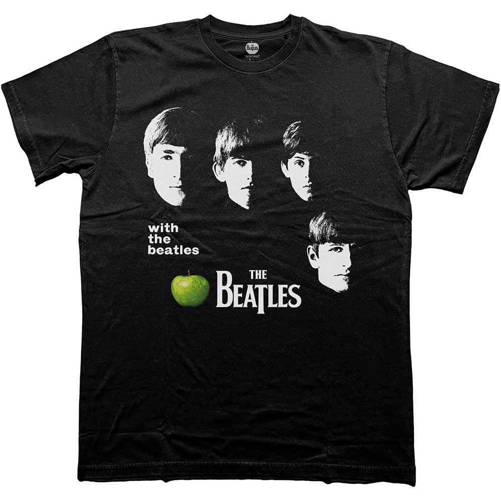 The Beatles Unisex T-Shirt: With The Beatles Apple (Black)