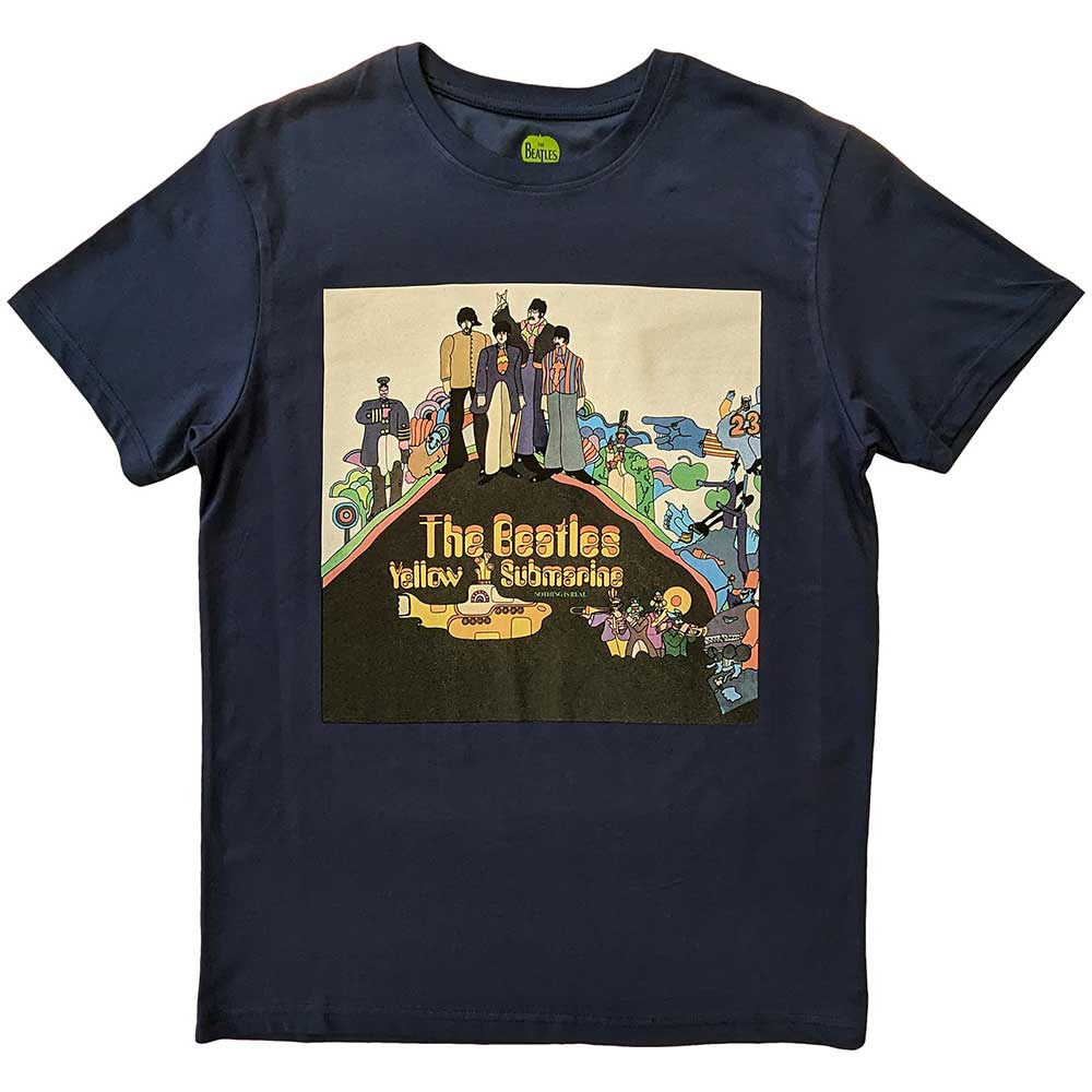 The Beatles Unisex T-Shirt: Yellow Submarine Album Cover (Denim Blue)