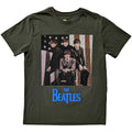The Beatles Unisex T-Shirt: US Flag Photo (Green)