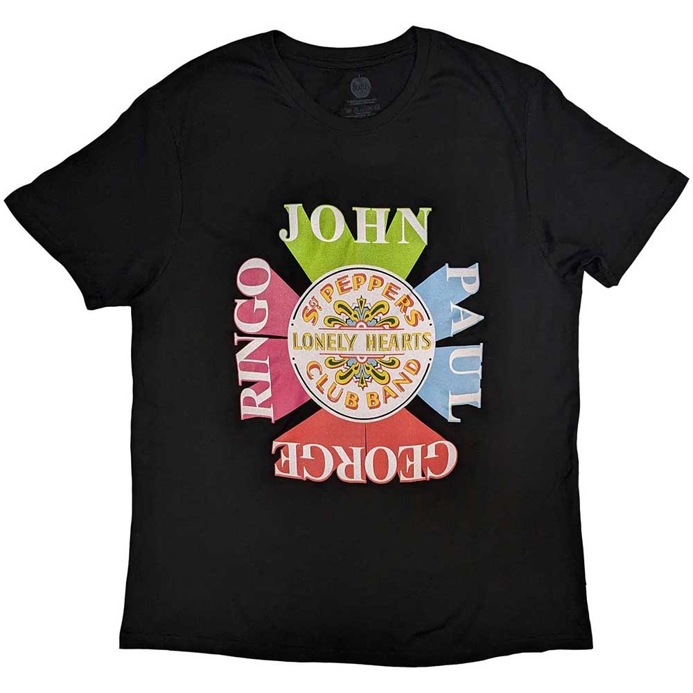 The Beatles Unisex T-Shirt: Sgt Pepper Drum & Names (Black)