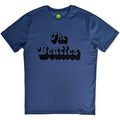 The Beatles Unisex T-Shirt: Text Logo Shadow (Denim Blue)