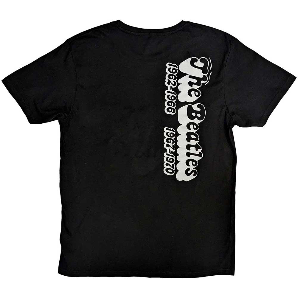 The Beatles Unisex T-Shirt: 70s Logo & Years (Black) (Back Print)
