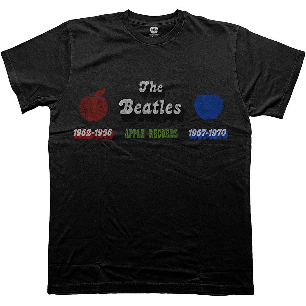 The Beatles Unisex T-Shirt: Apple Years Red & Blue (Black)