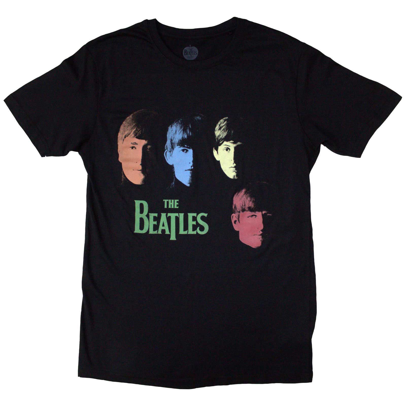 The Beatles Unisex T-Shirt: Colour Faces (Black)