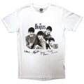 The Beatles Unisex T-Shirt: Mop Tops & Signatures (White)