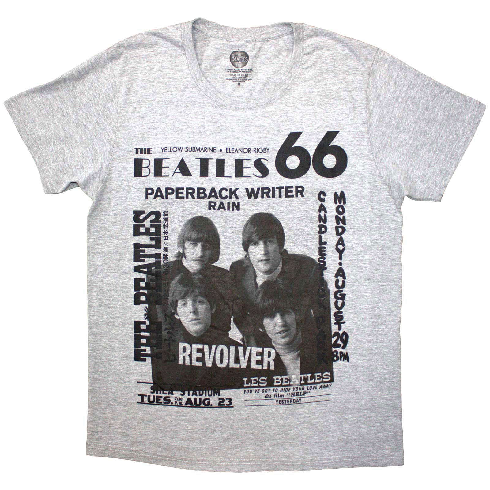The Beatles Unisex T-Shirt: 1966 (Grey)