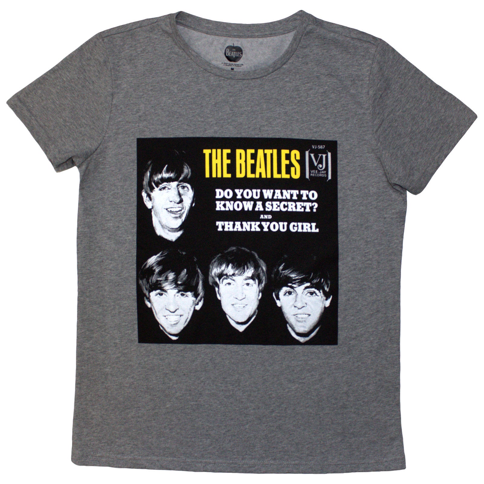 The Beatles Ladies T-Shirt: VJ Secret Sleeve (Grey)