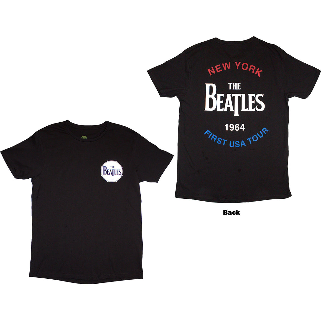 The Beatles Unisex T-Shirt: New York 1964 (Black) (Back Print)