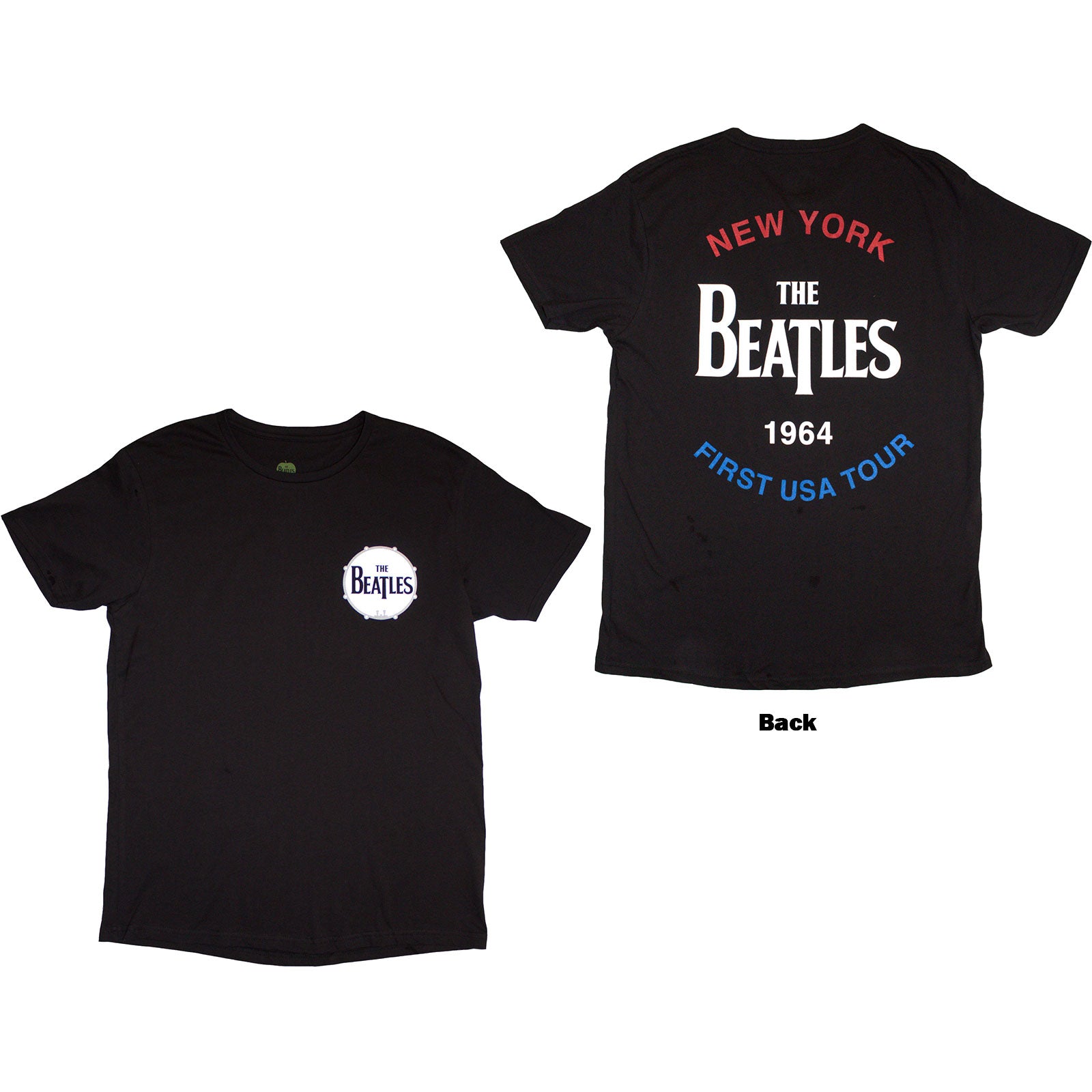 The Beatles Unisex T-Shirt: New York 1964 (Black) (Back Print)