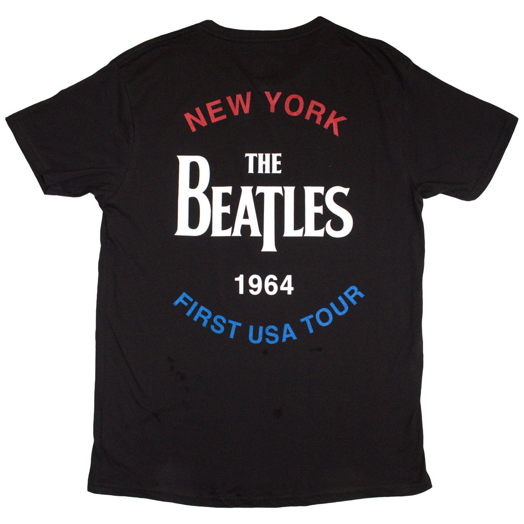 The Beatles Unisex T-Shirt: New York 1964 (Black) (Back Print)
