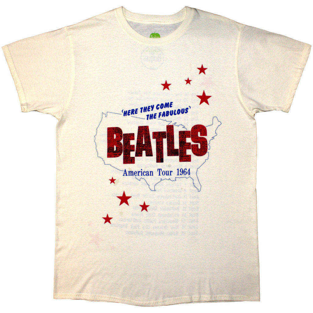 The Beatles Unisex T-Shirt: American Tour '64 (Natural) (Back Print)