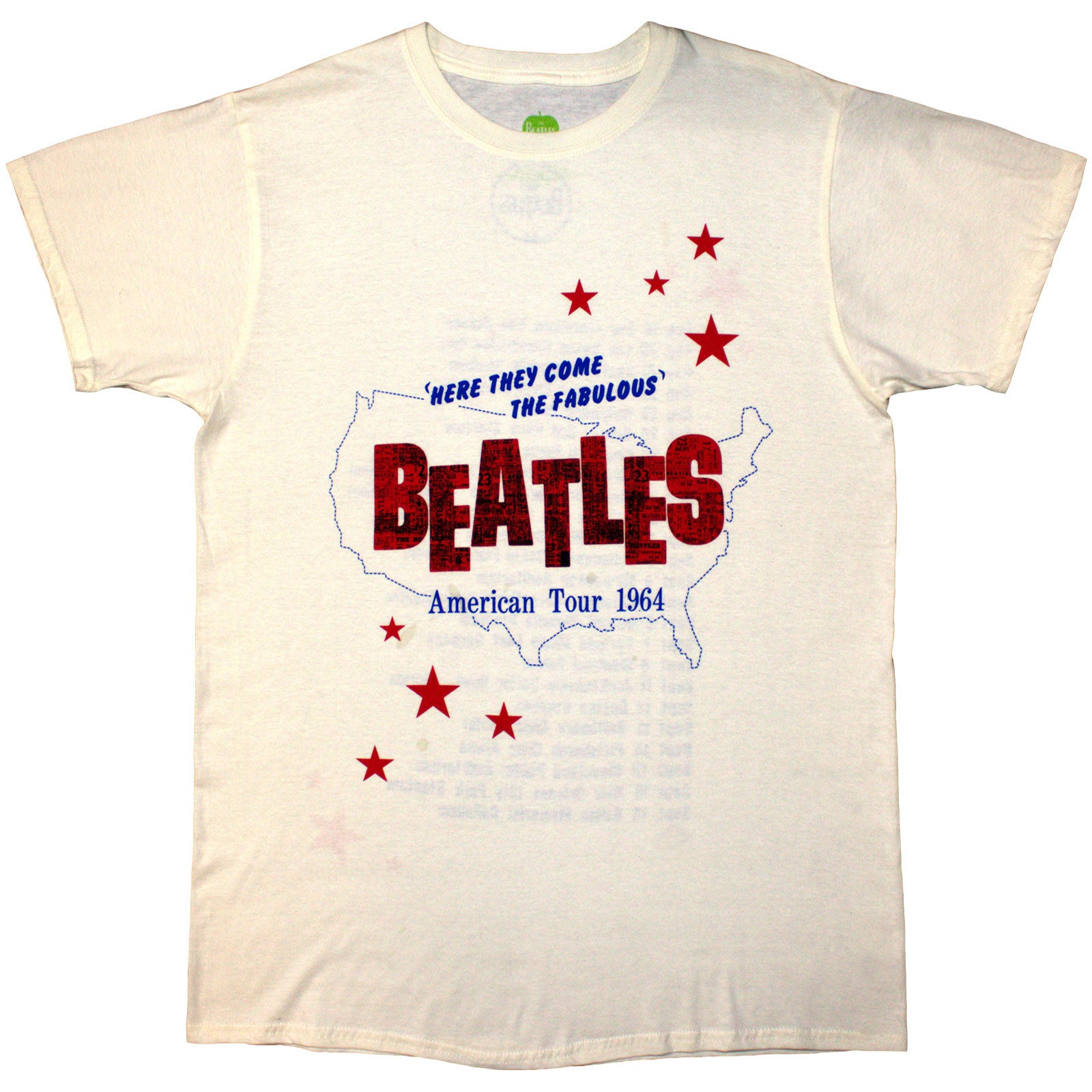 The Beatles Unisex T-Shirt: American Tour '64 (Natural) (Back Print)
