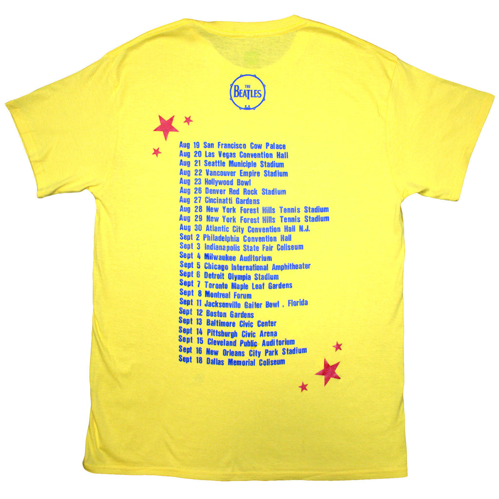 The Beatles Unisex T-Shirt: American Tour '64 (Yellow) (Back Print)