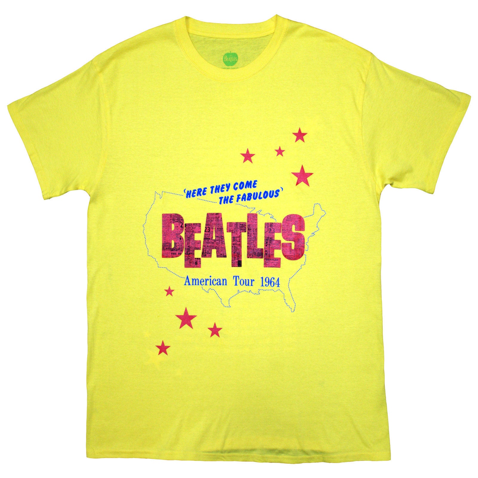 The Beatles Unisex T-Shirt: American Tour '64 (Yellow) (Back Print)