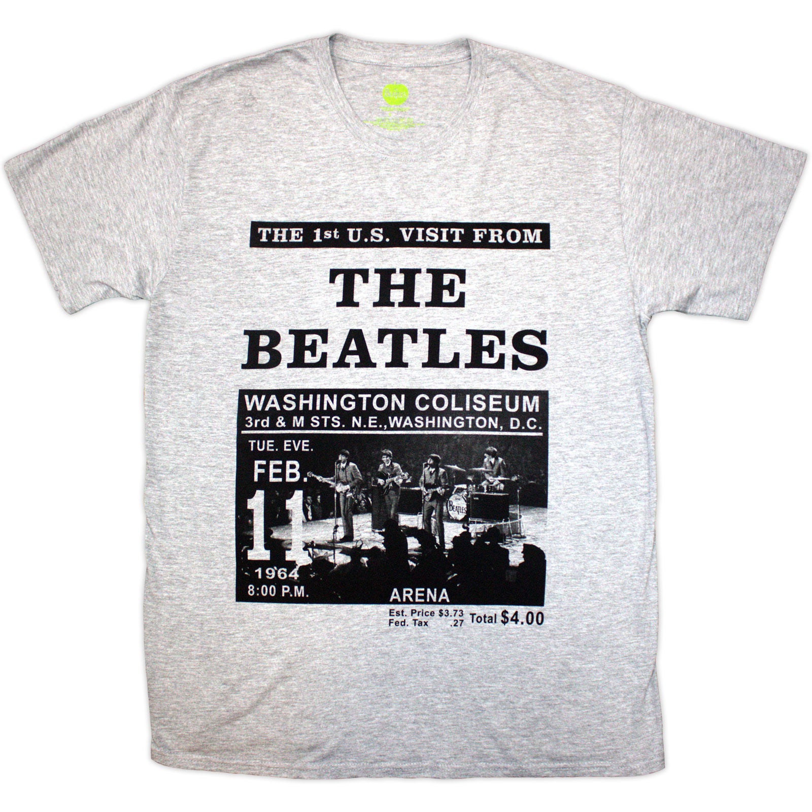 The Beatles Unisex T-Shirt: Washington '64 Promo (Grey)