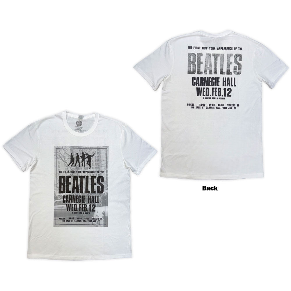 The Beatles Unisex T-Shirt: Tour '64 Carnegie Hall (White) (Back Print)