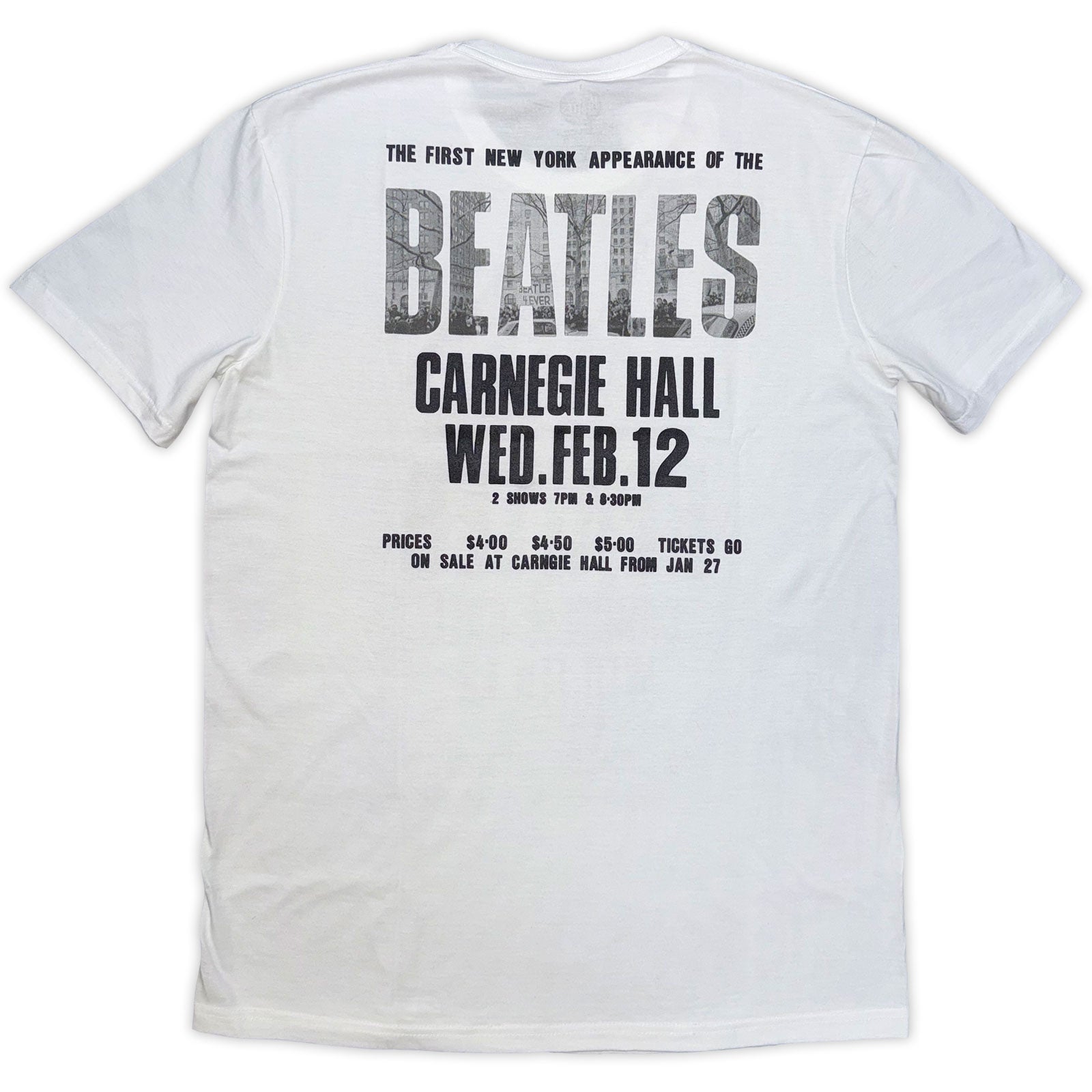 The Beatles Unisex T-Shirt: Tour '64 Carnegie Hall (White) (Back Print)