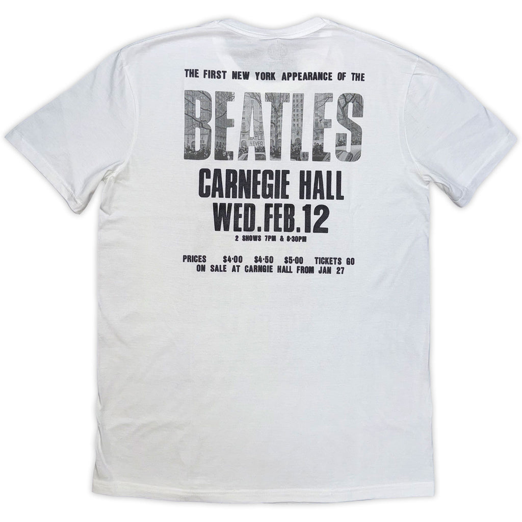 The Beatles Unisex T-Shirt: Tour '64 Carnegie Hall (White) (Back Print)