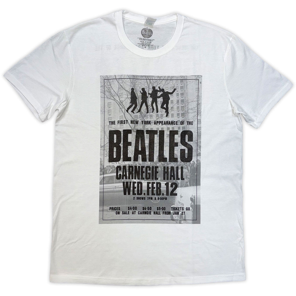 The Beatles Unisex T-Shirt: Tour '64 Carnegie Hall (White) (Back Print)
