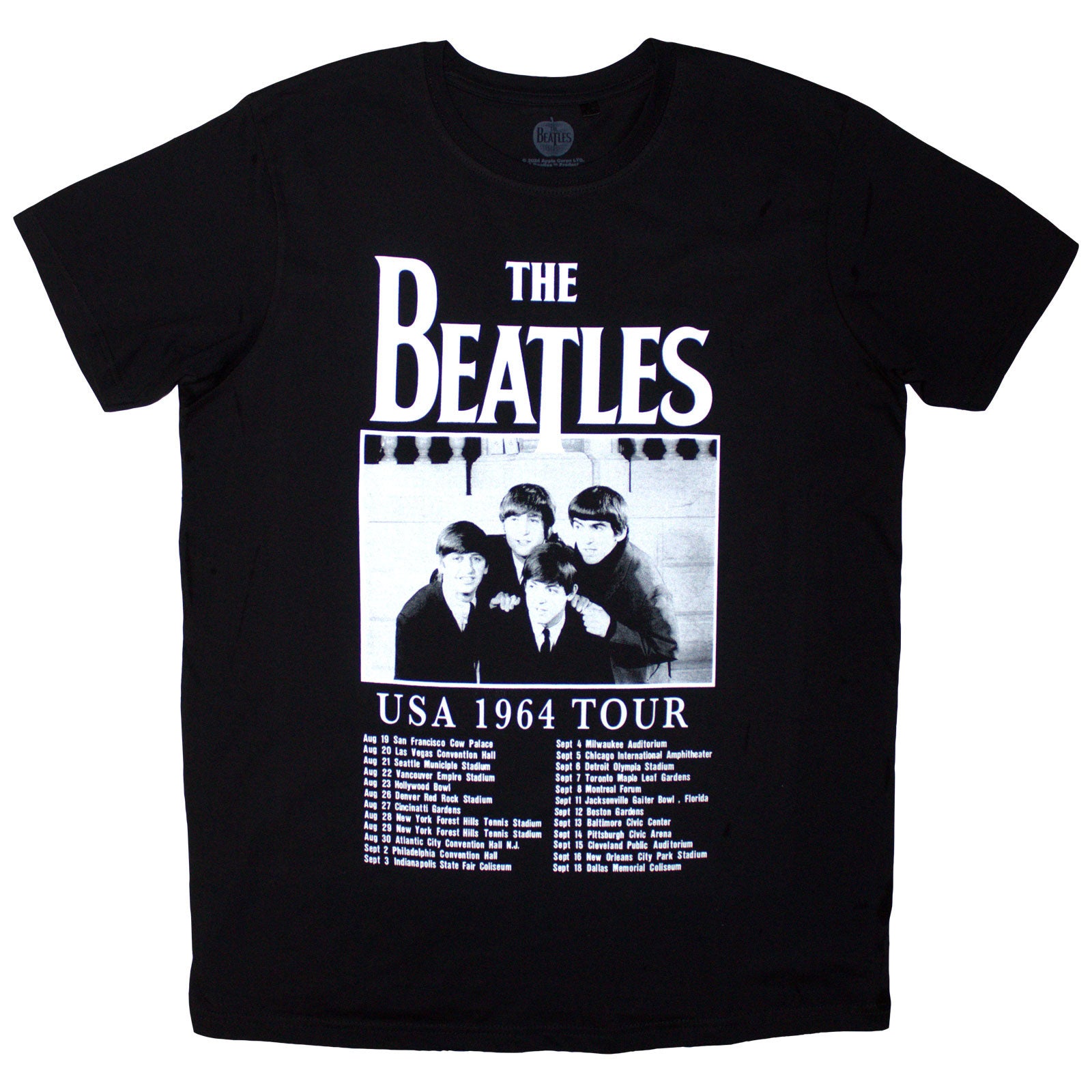 The Beatles Unisex T-Shirt: Tour '64 Dates (Black)