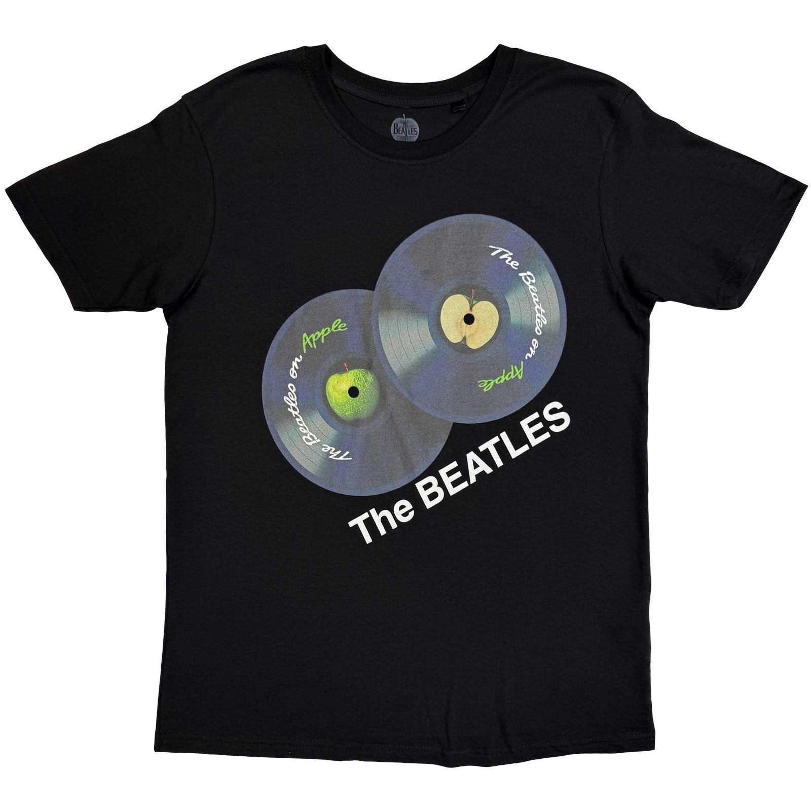 The Beatles Unisex T-Shirt: The Beatles On Apple (Black) (Back Print)
