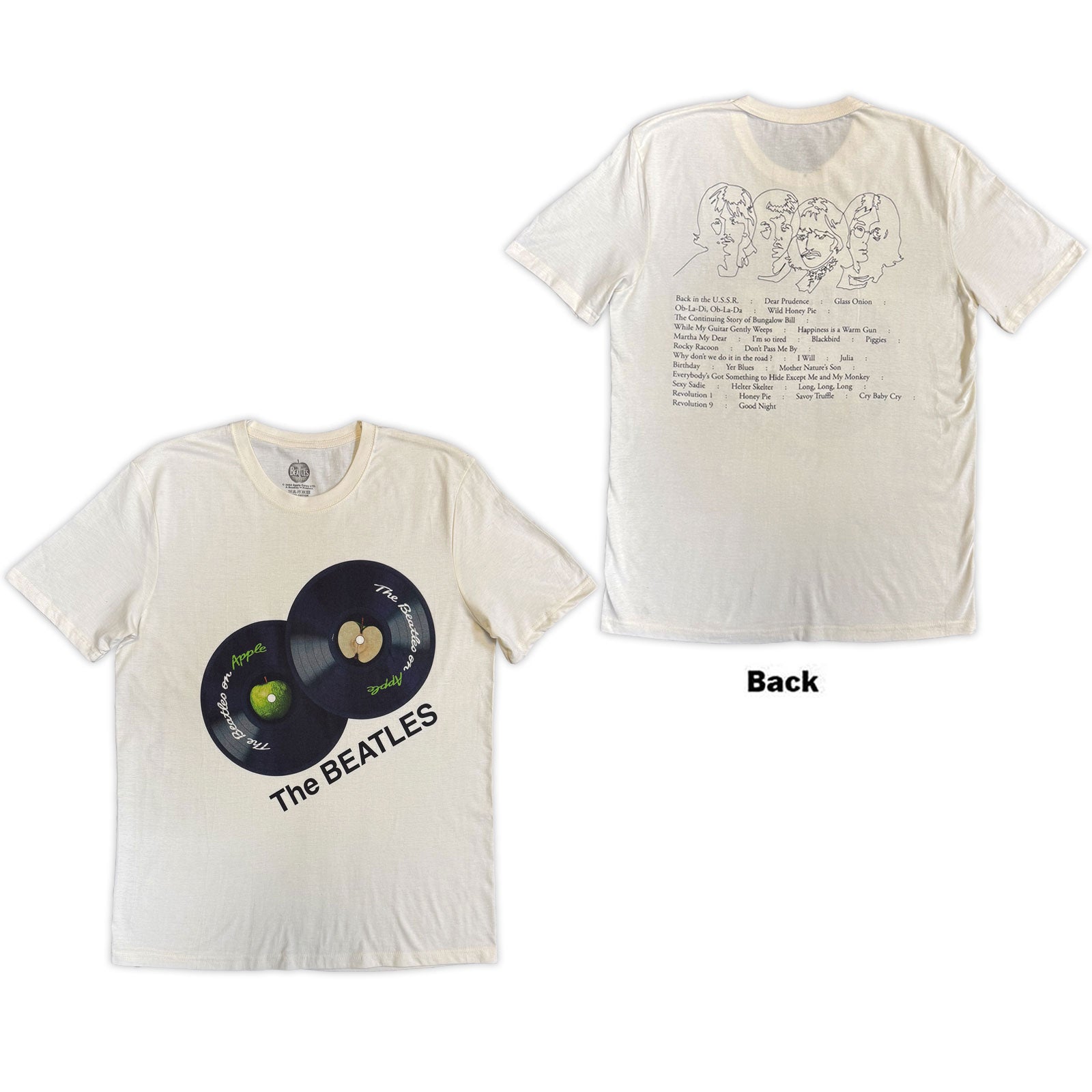 The Beatles Unisex T-Shirt: The Beatles On Apple (Natural) (Back Print)