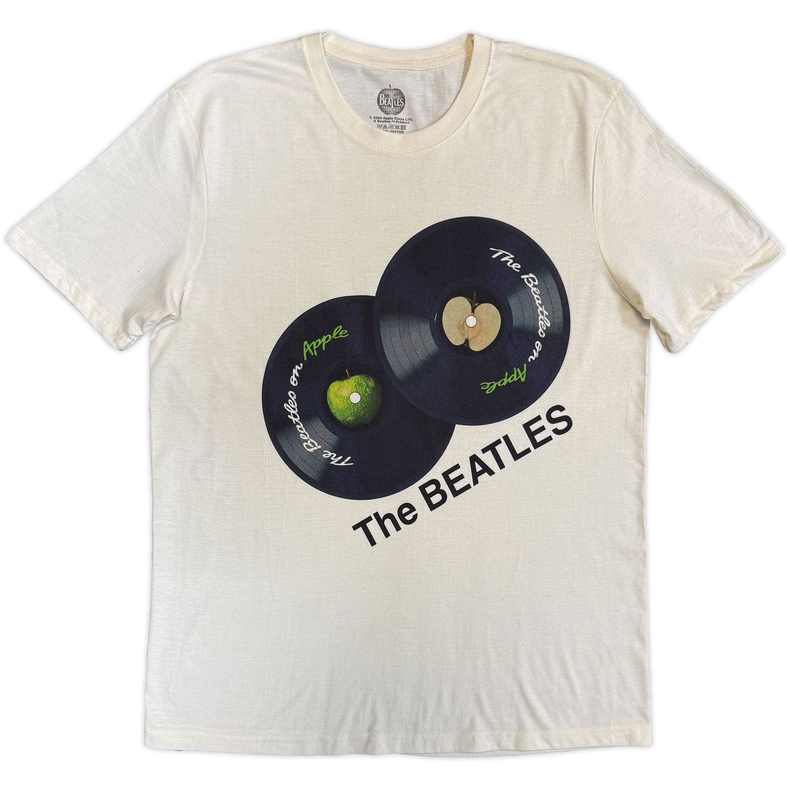 The Beatles Unisex T-Shirt: The Beatles On Apple (Natural) (Back Print)