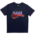 The Beatles Unisex T-Shirt: Guitar & Flag (Navy Blue)