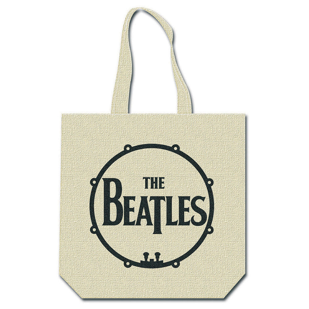 The Beatles Cotton Tote Bag: Four Heads with Gold Logo (Natural) (Back Print)