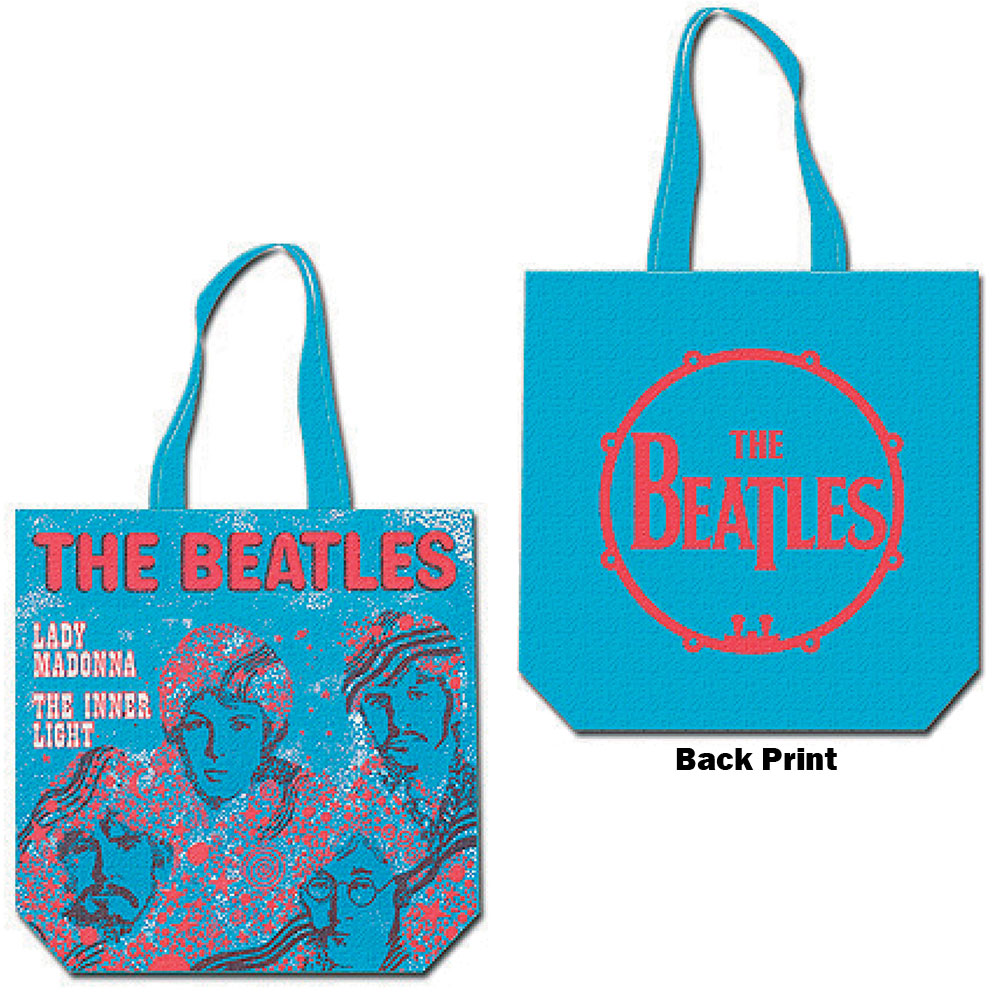 The Beatles Cotton Tote Bag: Lady Madonna (Blue) (Back Print)