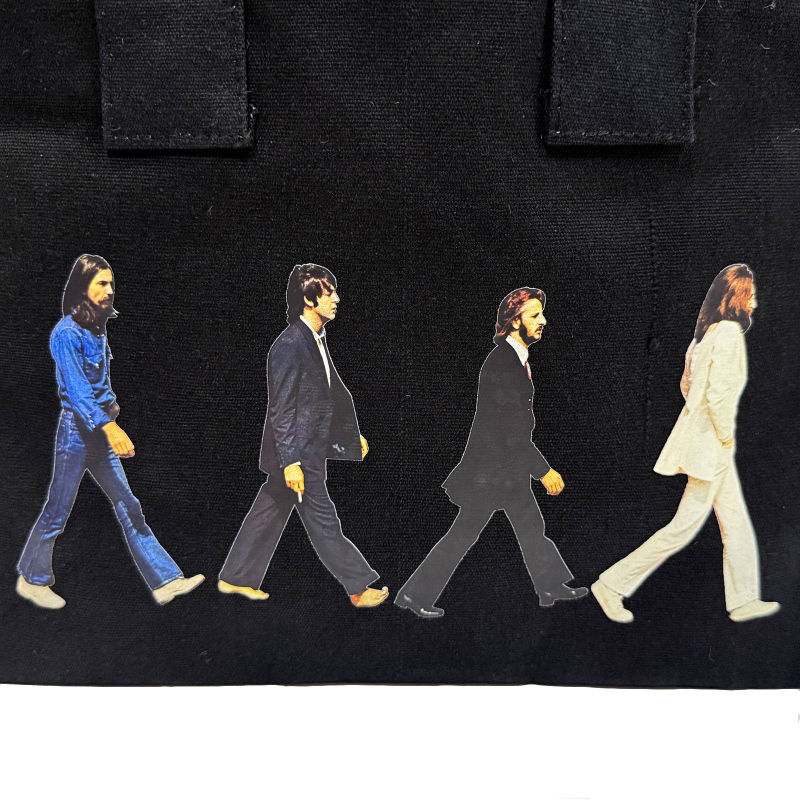 The Beatles Cotton Tote Bag: Abbey Road & Drop T Logo (Black) (Back Print)