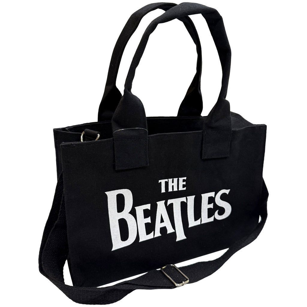 The Beatles Cotton Tote Bag: Abbey Road & Drop T Logo (Black) (Back Print)