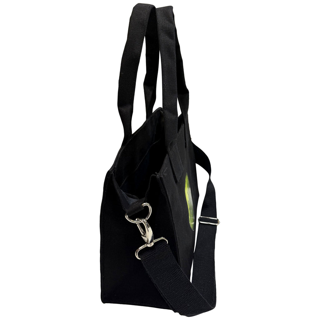 The Beatles Cotton Tote Bag: White Album Faces & Apple (Black) (Back Print)